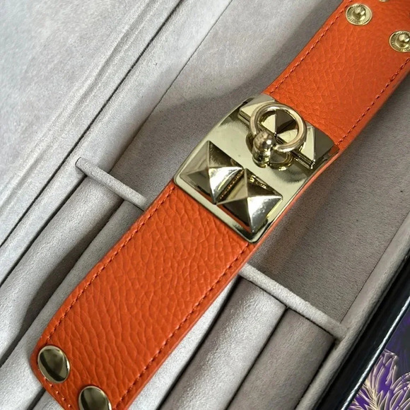 Orange Buckle Snap Faux Leather Bracelet - Picture 3 of 7